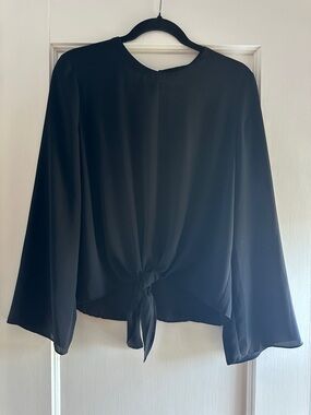 Madewell Black Draped Long-Sleeve Blouse